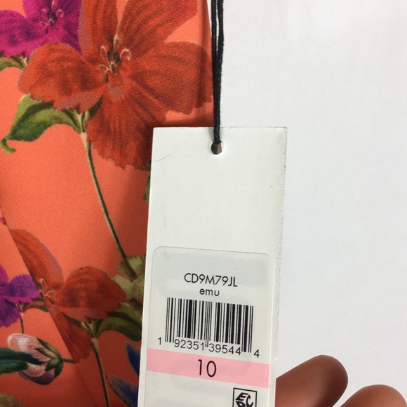 Calvin Klein Orange Floral Scuba Sheath Dress - Picture 6 of 6